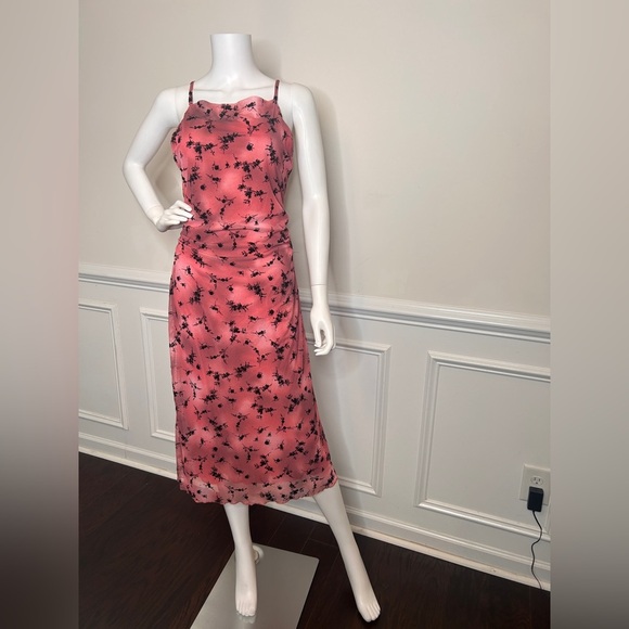 Women’s Flocked Mesh Midi Slip Dress Wild Fable Pink/Black, M - Picture 13 of 13